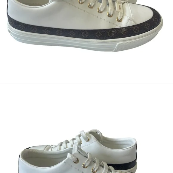Louis Vuitton White Leather Sneakers - Picture 6 of 11
